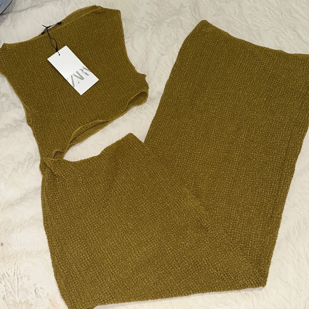 Zara Olive Green Maxi Cut Out Dress